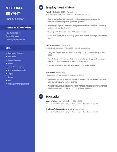 Faculty Advisor Resume