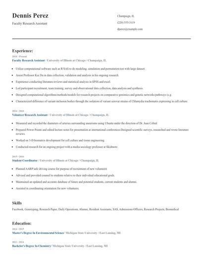 Faculty Research Assistant Resume