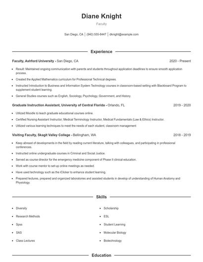 Resume example 1