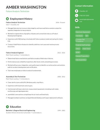 Failure Analysis Technician Resume