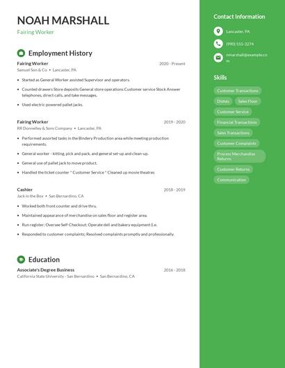 Fairing Worker Resume