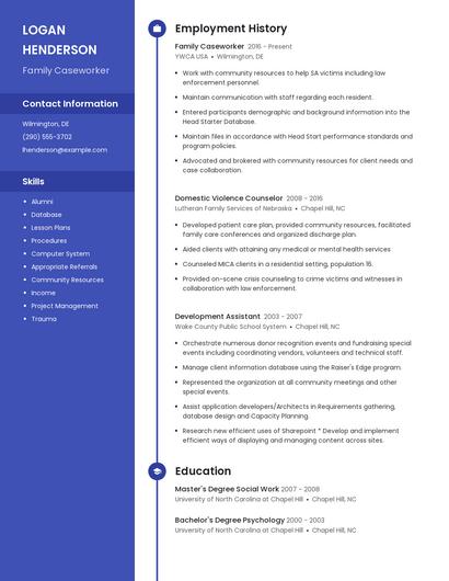 Family Caseworker Resume