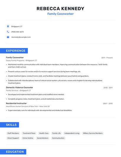 Family Caseworker Resume