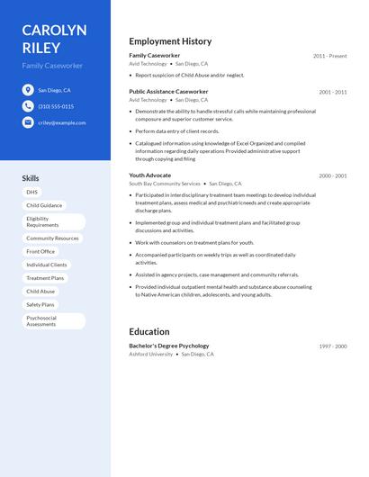Family Caseworker Resume
