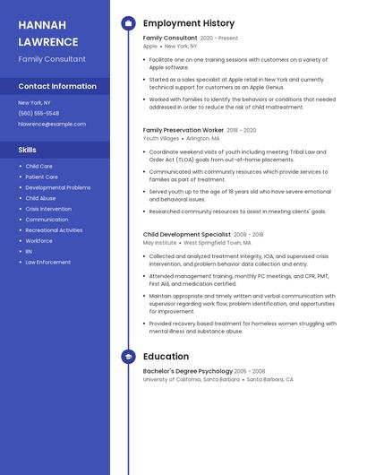 Family Consultant Resume