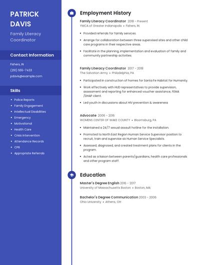 Family Literacy Coordinator Resume