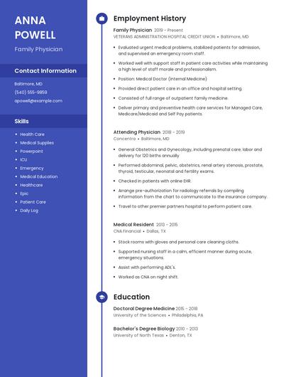 Family Physician Resume