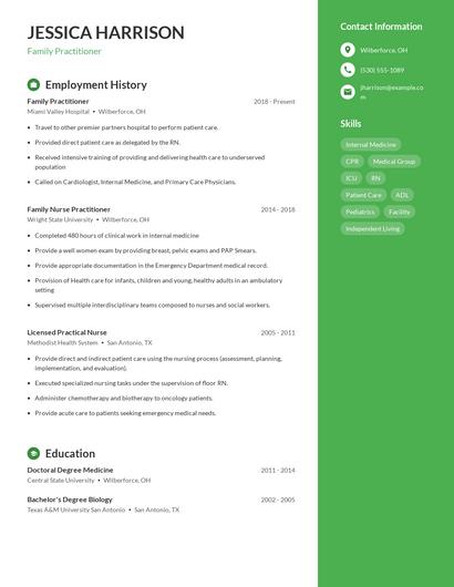 Family Practitioner Resume