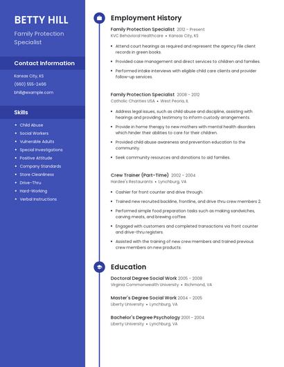 Family Protection Specialist Resume