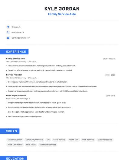 Family Service Aide Resume