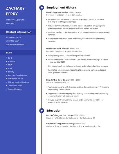 Family Support Worker Resume