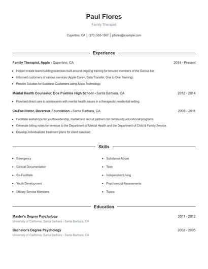 Resume example 1