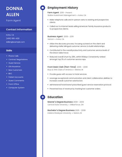Farm Agent Resume