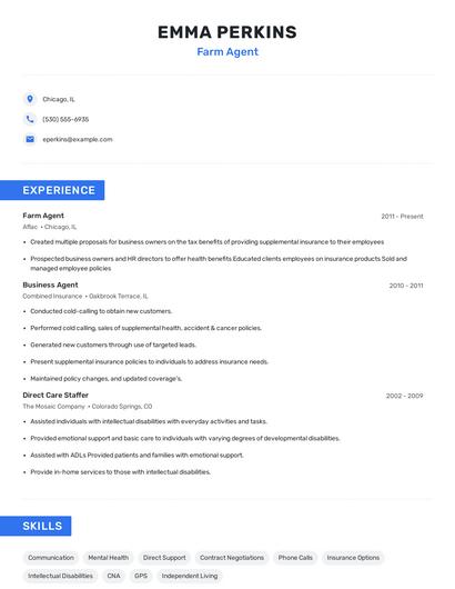 Farm Agent Resume
