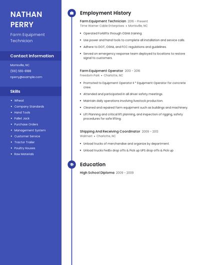 Farm Equipment Technician Resume