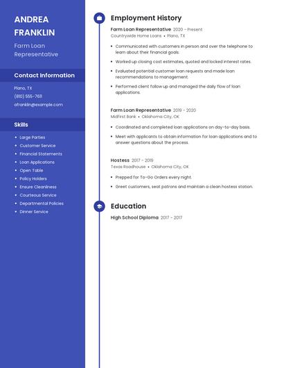 Farm Loan Representative Resume