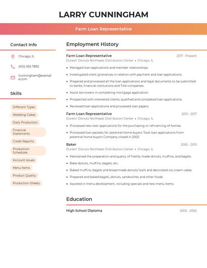Farm Loan Representative Resume