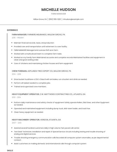 Farm Manager Resume