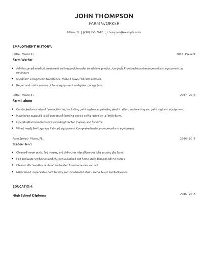 Farm Worker Resume