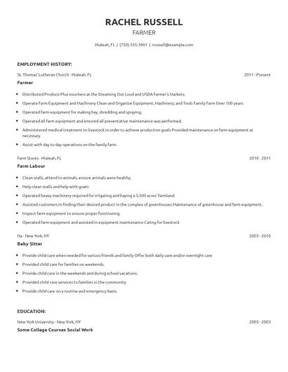 Farmer Resume