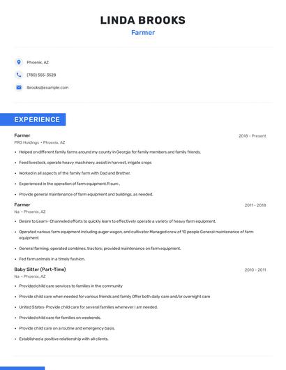 Farmer Resume