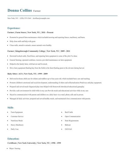 Farmer Resume