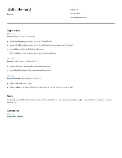 Farmer Resume