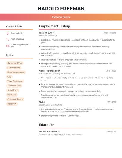 Fashion Buyer Resume