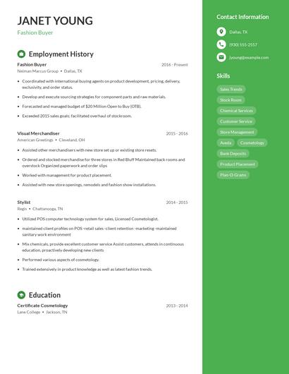 Fashion Buyer Resume