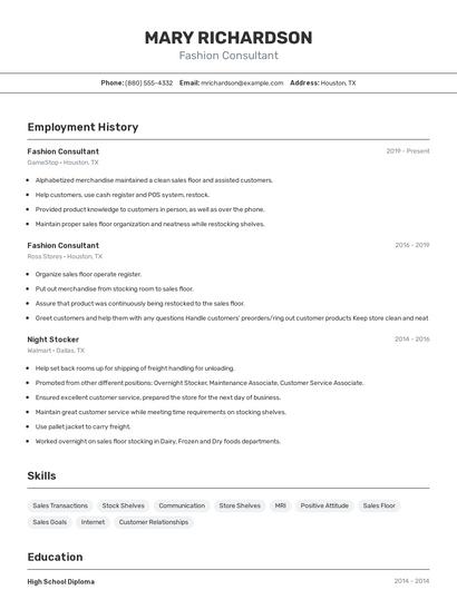 Resume example 2