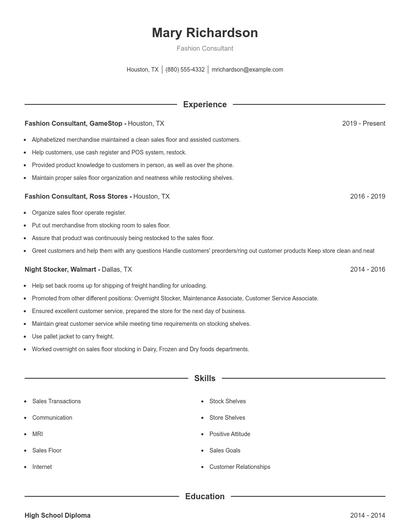 Resume example 1