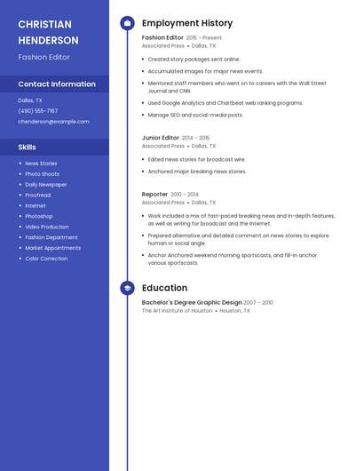 Fashion Editor Resume