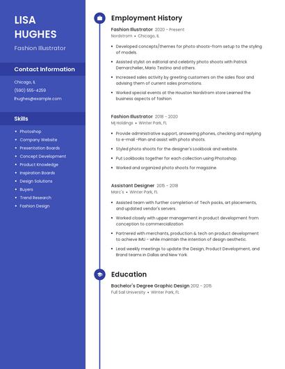 Fashion Illustrator Resume