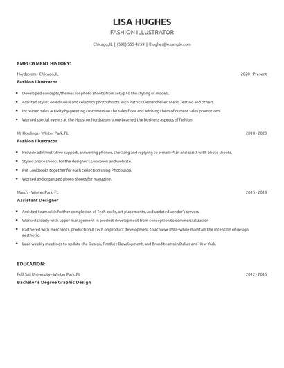 Fashion Illustrator Resume