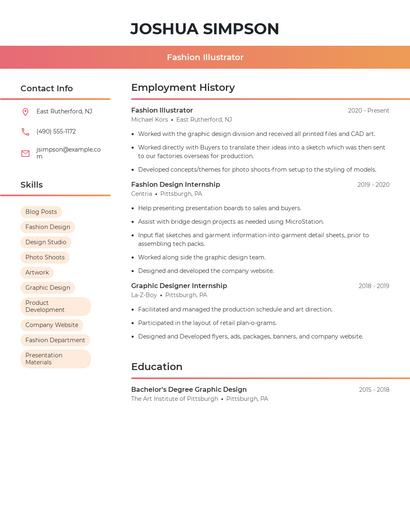 Fashion Illustrator Resume