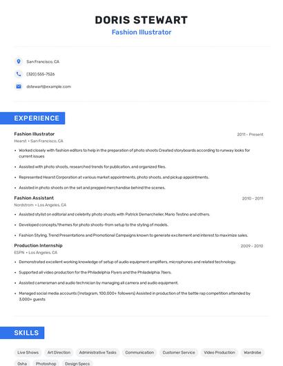 Fashion Illustrator Resume