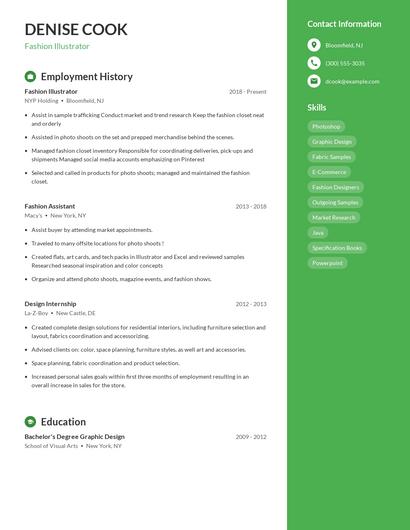 Fashion Illustrator Resume