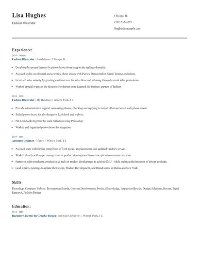 Fashion Illustrator Resume