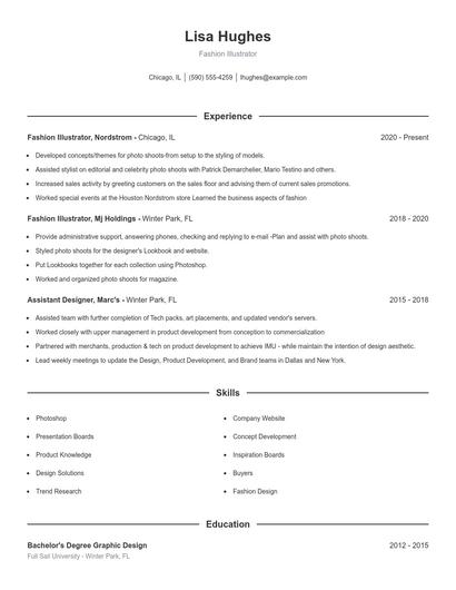 Fashion Illustrator Resume