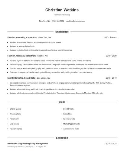 Resume example 1