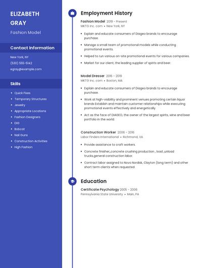 Fashion Model Resume