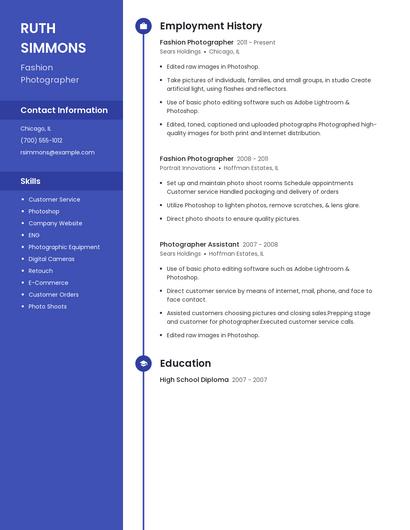 Fashion Photographer Resume