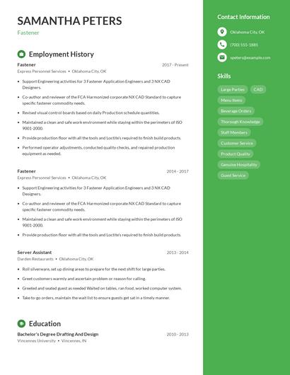 Fastener Resume