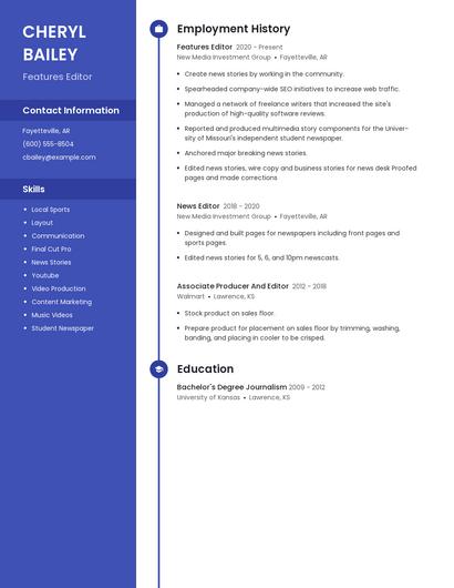 Features Editor Resume