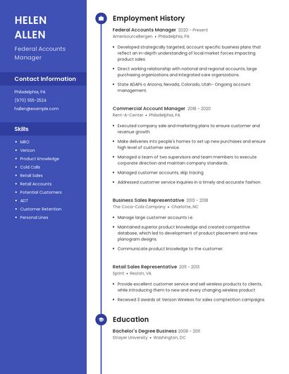 Federal Accounts Manager Resume