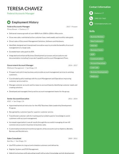 Federal Accounts Manager Resume