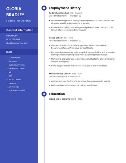 Federal Air Marshal Resume