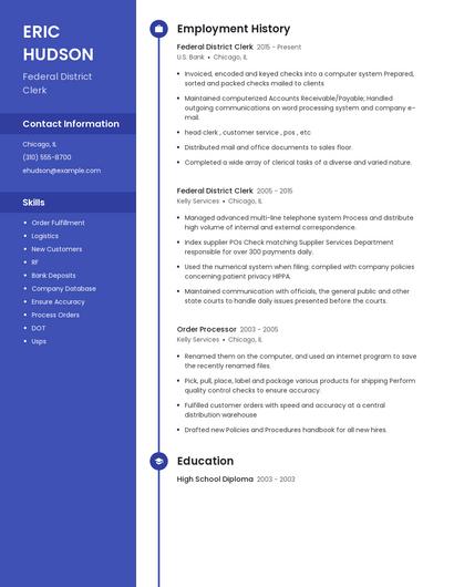 Federal District Clerk Resume