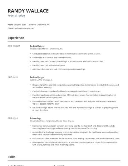 Federal Judge Resume