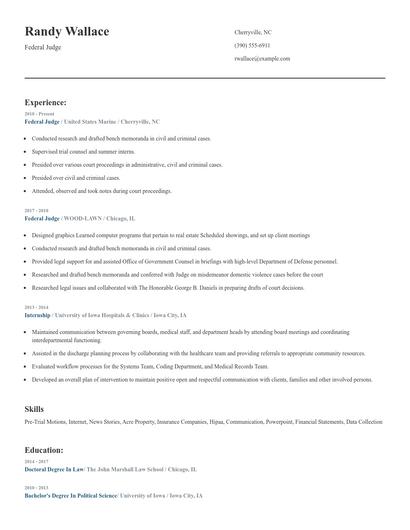 Federal Judge Resume